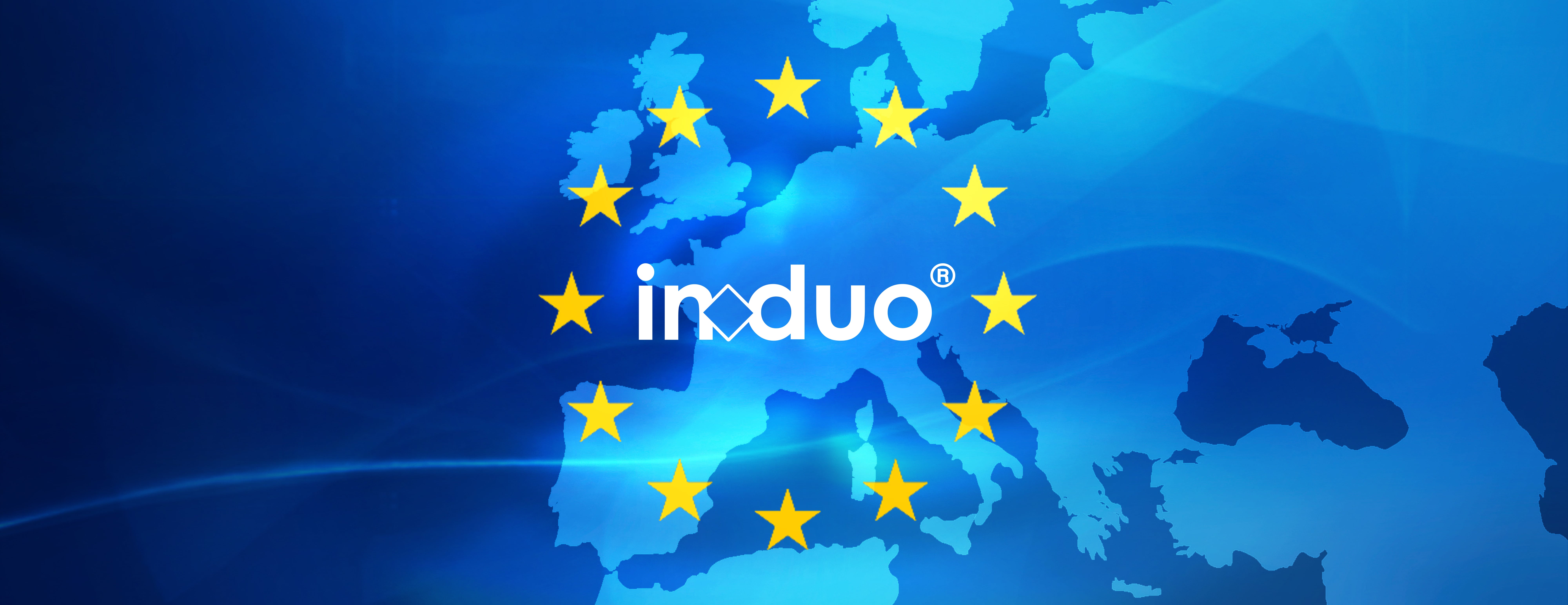 a map of europe with five stars in the middle of it