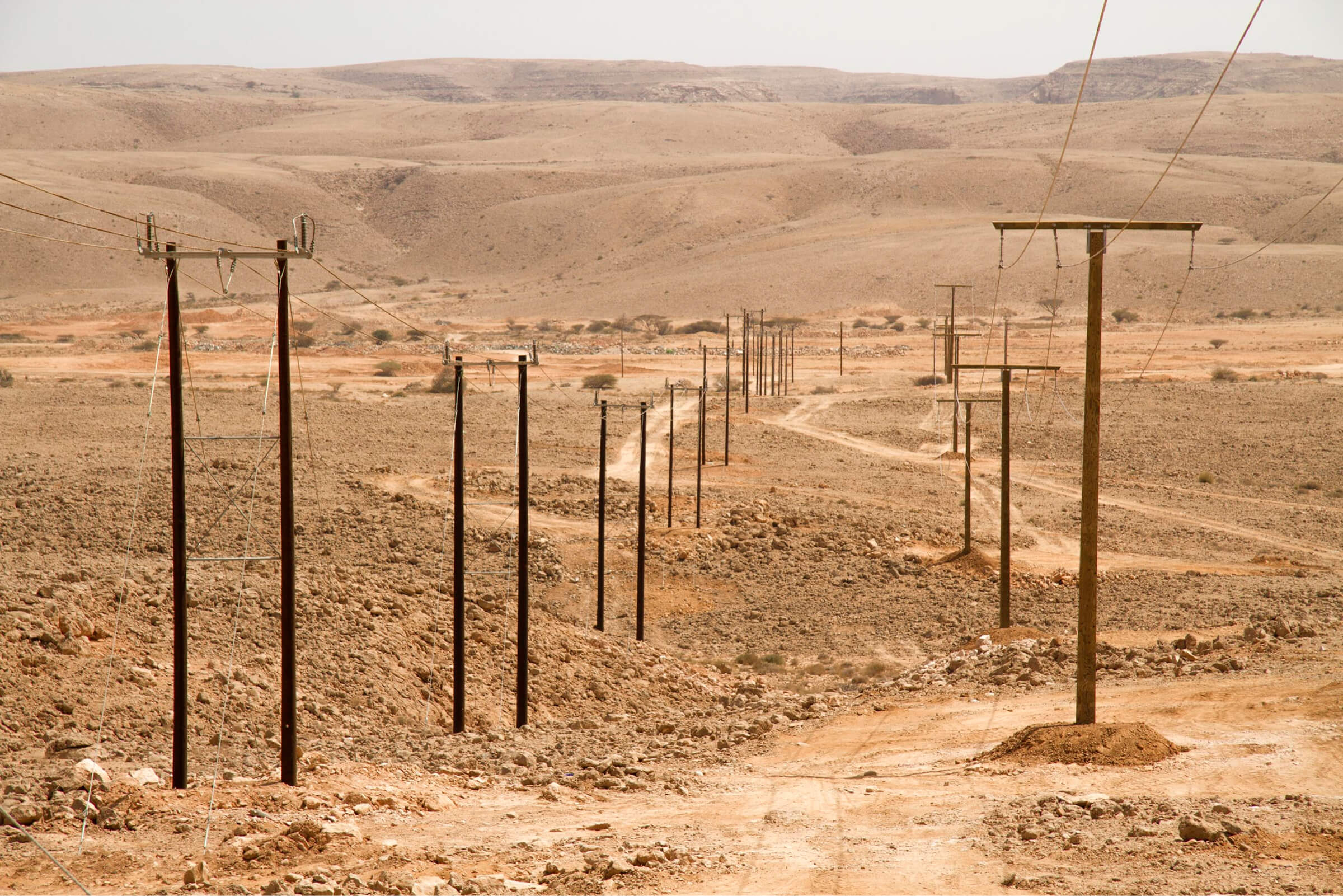 a dirt road in the middle of a desert